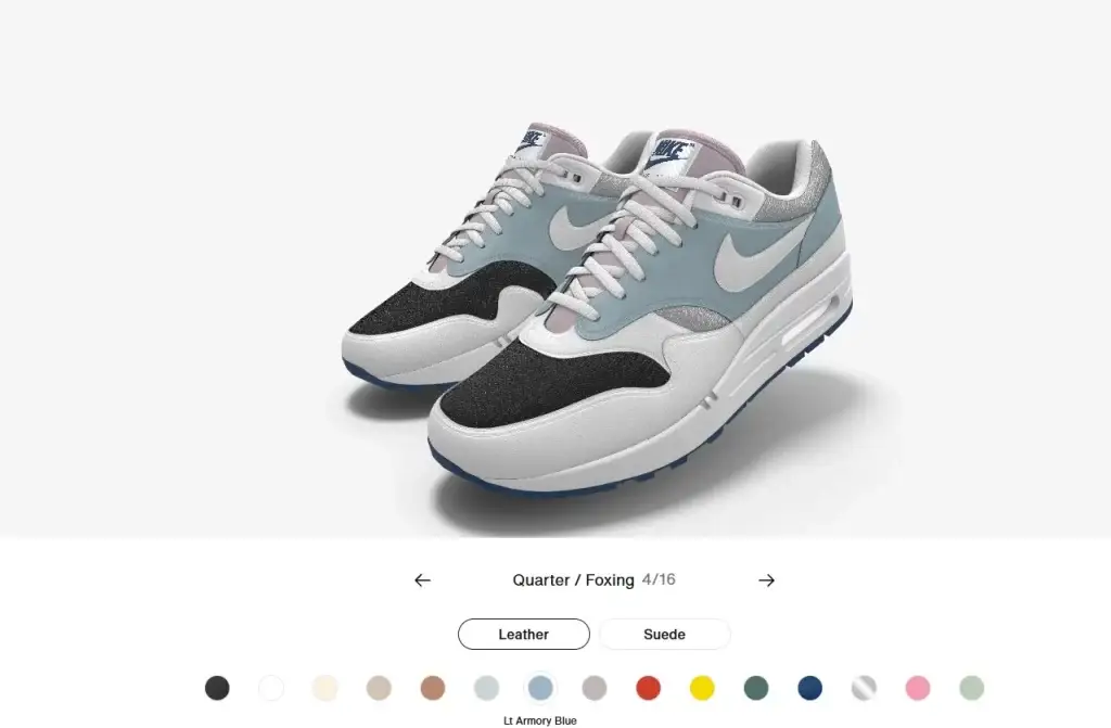 Interface do site com produto da Nike By You