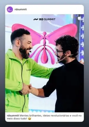 Post no perfil do Instagram do evento RD Summit promovendo a troca de ideias inovadoras.