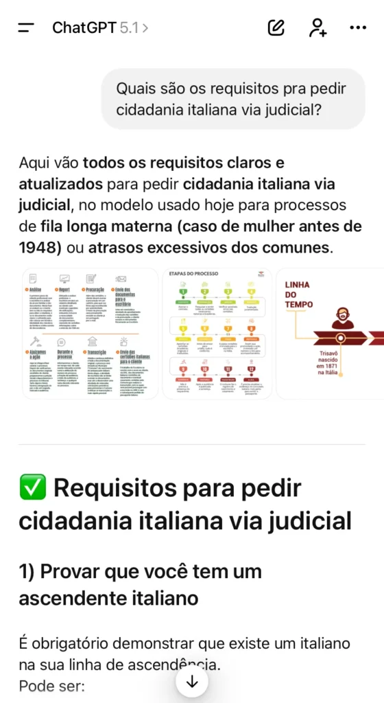 Busca no ChatGPT: principais requisitos para pedir cidadania italiana